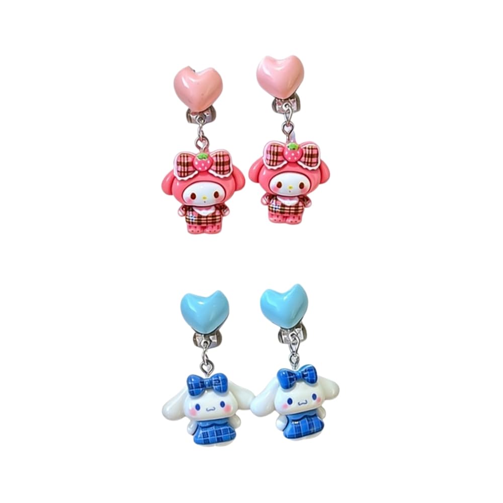 ISABELLA MOON 2 Pairs kids Clip On Earrings for Girls Cute Earrings No Pierced Princess Play Earrings Girls Dress Up Jewelry Set for Kids (Cinnia 2pcs)