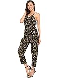 Zeagoo Womens Sleeveless Wrap Front Long Pant Floral Print Jumpsuit Romper,Black,Small
