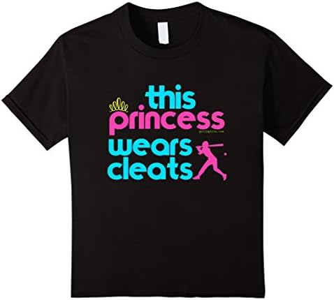 Kids Golly Girls: This Princess Wears Cleats Softball T-Shirt 10 Black