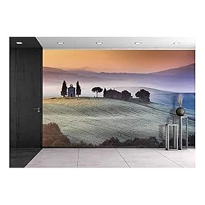 Well Known Abandoned Church in Tuscany at Sunrise - Removable Wall Mural | Self-Adhesive Large Wallpaper - 66x96 inches