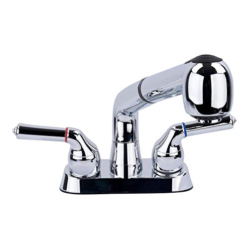 Universal Laundry Tub Faucet by VETTA, Double Handle Pull Out Spray