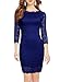 WOOSEA Elegant 3/4 Sleeve Full Flroal Lace Short Cocktail Dress