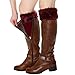 Womens Fur Trim Boot Cuff Top Cover Leg Warmers Red