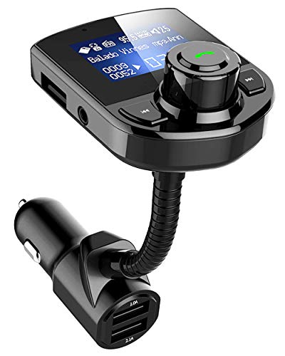 AZWang Bluetooth Car Adapter(Upgraded Version),Bluetooth Transmitter,Bluetooth Aux Adapter with Quick-Charge, 3 USB Ports, 6 Music Playing, Hands-Free Calls, AUX Input