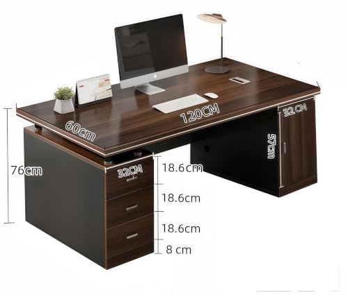 120CM Escritorio para Computadora con Gabinete y 3 Cajones De Almacenamiento Desk, , Con Amplio Espacio de Almacenamiento y diseño de Oficina Moderno Resistente Mesa Escritorio Grande Para Oficina