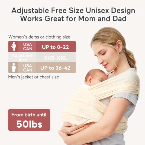 Momcozy Baby Wrap Carrier AirMesh, Cooling Fabric for Summer, Infant