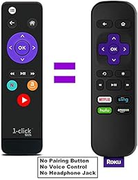 Repuesto de mando a distancia de voz mejorado ROKU con conector para auriculares, función de control de voz juego y 4 cortes para los reproductores Roku 4K Ultra Premiere + Stick + Roku 4  Roku 3