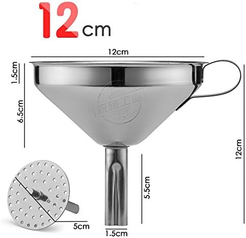 Stainless Steel Funnel With Detachable Strainer/Filter for Cooking Essential Oils and Flask-Filling, Multipurpose Kitchen Funnel for Transferring of Liquid, Fluid, Dry Ingredients and Powder