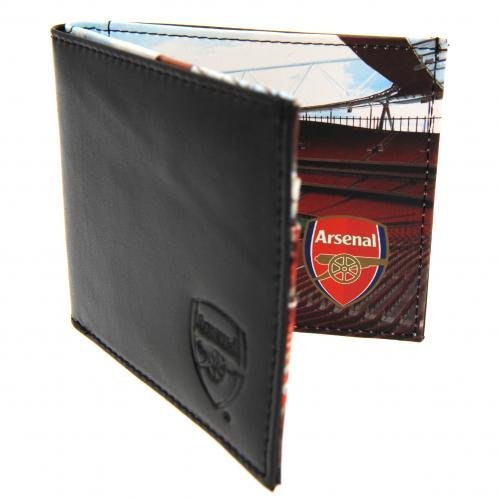 Arsenal F.C. Embossed Leather Wallet Panoramic 801- leather wallet- embossed crest- panoramic stadium picture inside- multiple card slots- approx 11cm x 9cm- in a gift box- Official Football Merchandise