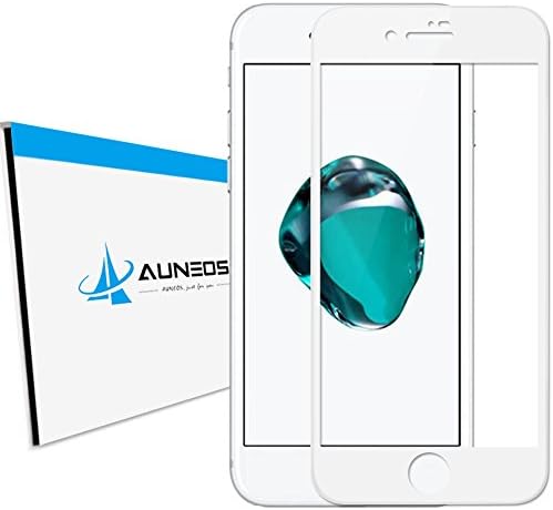 iPhone 8 Screen Protector, AUNEOS iPhone 7/iPhone 8 Tempered Glass Carbon Fiber [3D Touch] Ultra Clear 0.2mm Full Coverage Glass Screen Protector for iPhone 8/iPhone 7 (White)