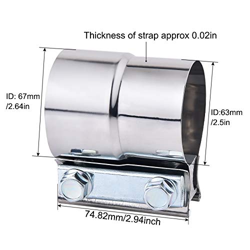 ZFBB2.5" Lap Joint Band Clamp Exhaust Clamps Pipe Repair Parts