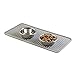 mDesign Premium Quality Square Pet Food and Water Bowl Feeding Mat for Dogs and Cats, Waterproof Non-Slip Durable Silicone Placemat - Food Safe - Small, Linelle Collection - Gray