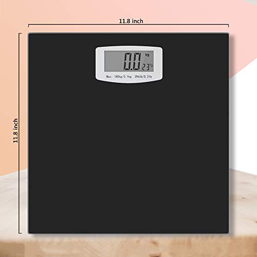 Bucanim Digitale Badzimmer Personenwaage mit Temperatur Anzeige，Digitale Körpergewichtswaage mit Step on Technologie 180KG