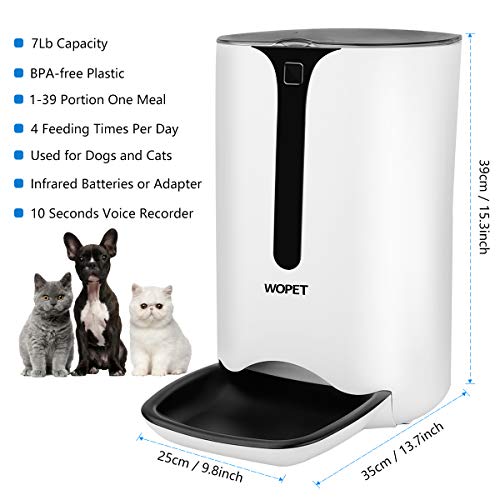 WOPET Pet Feeder,Automatic Dog and Cat Feeder Food Dispenser for Cats