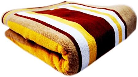 Space Fly Fine Soft & Cotton Attractive, Light Weight, Striped, Big Size 1 Bath Towels (58X28 Inch_ Brown)