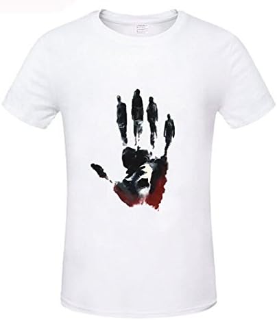 Yaping Men's Summer Shirts Cotton Printed Short Sleeve T Shirt (X-Large, White 3)