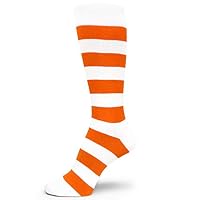Spotlight Hosiery Two Color Striped Mens Dress Socks,Orange/White