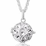 EUDORA Harmony Bola Tree of Love 20mm Angel Chime Caller Pendant Musical Chime Prayer Bell 30'' Necklace White