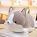 Levenkeness Corgi Dog Plush Pillow, Soft Cute Shiba Inu Akita Stuffed Animals Toy Gifts (Gray, 17.7 in)