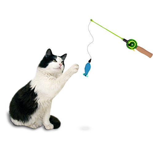 OurPets Go Fish Teaser Catnip Fishing Rod Interactive Wand Cat Toy