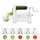 Preup 5-Blade Vegetable Spiral Slicer, Strongest and Heaviest Duty Veggie Spaghetti Pasta Maker Cutter for Low Carb/Paleo/Gluten-Free Meals Stainless steel Blade Spiralizer