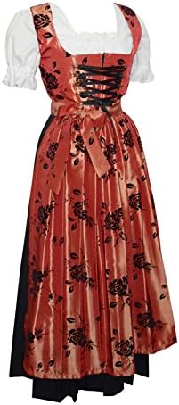 Long Orange And Black German Party Dirndl Dress (10)