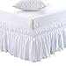 MEILA Wrap Around Bed Skirt Three Fabric Sides Elastic Dust Ruffled 16 Inch Tailored Drop,Easy to Install Fade Resistant-White, Twin/Full