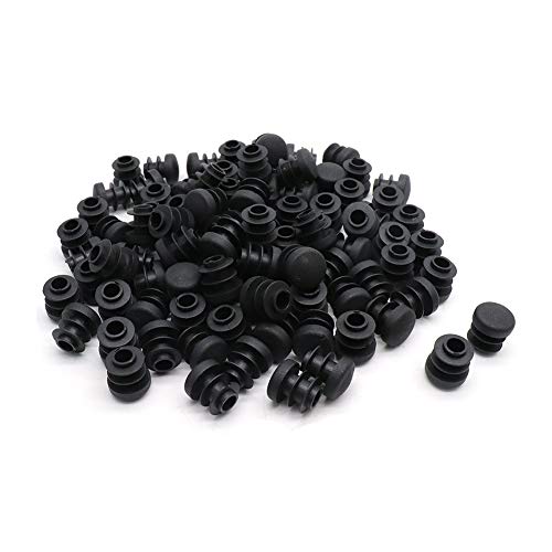 BTMB 100 Pcs Black Round Tubing Plastic Hole Plug Furniture Feet Protector End Cap Post Pipe Glide Tube (Dia 12mm/0.47'') - Thumbnail 3