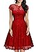 Missmay Women's Vintage Cap Sleeve Lace Overlay Elegant Evening Party Swing Dress