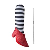 Dserw Halloween Witch Striped Simulation Leg Heels with Extendable Rod for Yard Lawn Party Scary Prank Decoration Props