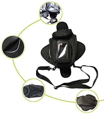 Meago Motorcycle Tank Bag, Hkim Waterproof Accessories Bags with Strong Magnetic Motorbike Bag for Honda Yamaha Suzuki Kawasaki Harley, Black (Tank Bag)
