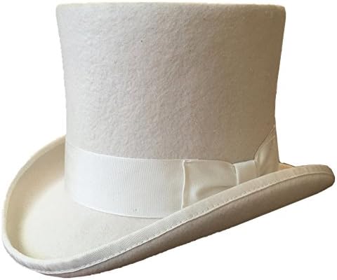 ホワイトウールフェルトメンズトップハットウェディングmad Hatter 7 Tallトッパー帽子