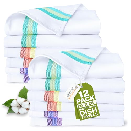 Harringdons Premium Tea Towels for Kitchen – 12-Pack 100% Natural Cotton Dish Towels, Quick Drying, Ultra Absorbent, Bleach Safe, 50x70 cm (Assorted Colours) — image 1