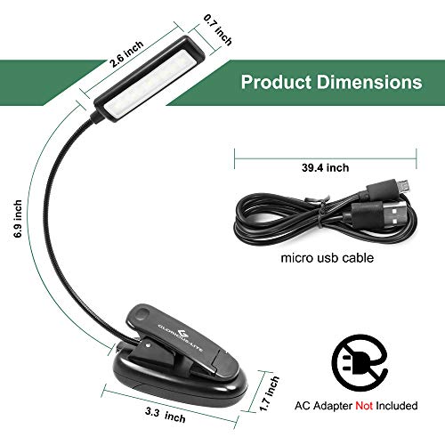 GLORIOUS-LITE 9 LED Book Light, Reading Lights, Flexible Clip Light with 3 Colors x 3 Brightness, Portable Music Stand Light, Eye Caring & Lightweight, USB and Battery Operated, Perfect for Bookworms - Thumbnail 7