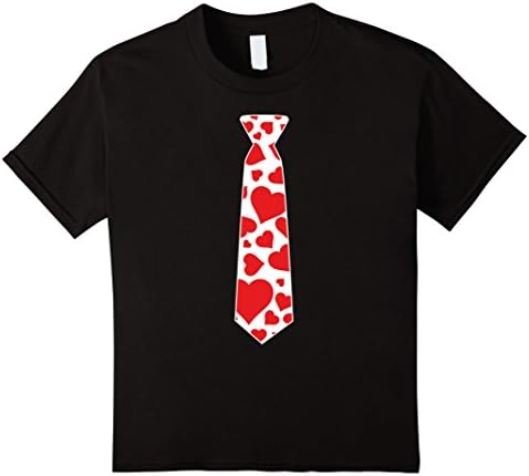 Kids Valentine's Day Hearts Neck Tie T-Shirt For Kids &amp; Adults 8 Black