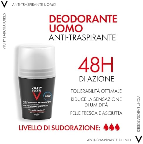 Homme Deodorante Roll-On Antitraspirante, Efficacia 48H, 50 ml