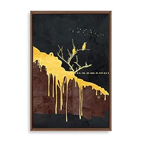 Framed Home Artwork Golden Abstract Art for Living Room Bedroom