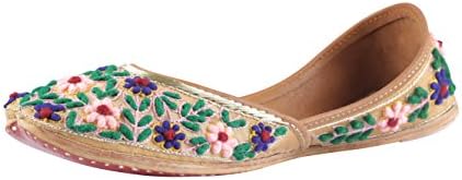 Haze Women's Jutti | Multi-Colour Traditional Leather Juti for Women | Jooti for Girls with Floral Embroidery Work | Rajasthani Pattern Mojari | Punjabi Style Designer Ethnic Footwear
