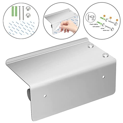 Bosszi Wall Mount Toilet Paper Holder, SUS304 Stainless Steel Bathroom Tissue Holder with Mobile Phone Storage Shelf, Brushed Aluminum