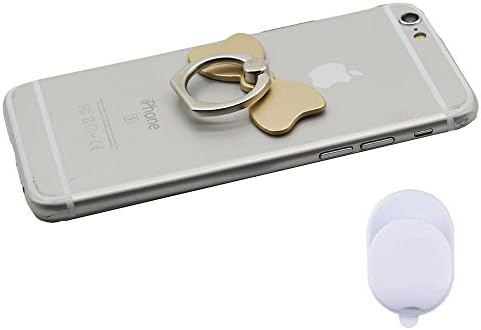 [2 Pack] Phone Finger Ring Stand, Cool Bowknot Metal Grip Stand Holder Ring with Car Mount, Phone Ring Grip for Smartphones (Gold)