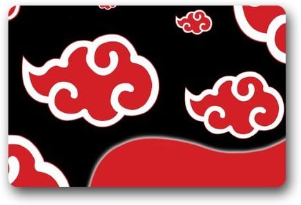 Naruto Akatsuki Red Cloud Mark Customized Design Non-slip Doormat Fashion Unique Durable Top Doormats Indoor/Outdoor Machine-washable Door Mat Gate Pad 30x18 Inches