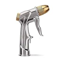 ESOW Garden Hose Nozzle, 100% Heavy Duty Metal Spray Gun with Full Brass Nozzle, 4 Watering Patterns Watering Nozzle- High Pressure Pistol Grip Sprayer for Watering Plants, Car Wash and Showering Dog