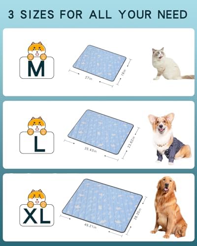 Dog&Cat Cooling Mat for Extra Large Pet Dog,Waterproof, Blue XL-125 x 70cm | Pet Cooling Mat Pet Self Cooling Pad Mat Bed Mats for Summer Indoor or Outdoor, Foldable ,Washable, Ice Cool Fabric Q-MAX>0.5