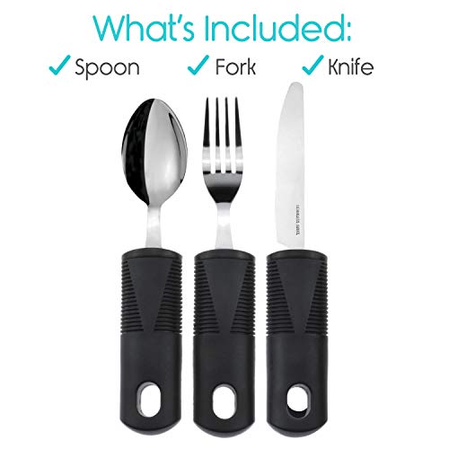 Vive Adaptive Utensil Set Arthritis Aid Silverware for Parkinsons