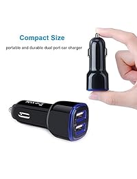 Disoper   Cargador de coche de doble puerto, kit de carga rápida, enchufe de carga con cable de carga tipo C rápido compatible con Samsung Galaxy S9 S9 Plus Note 8 S8 S8 Plus, Note 5 4, LG, Nexus, HTC, y más (3 unidades), F negro