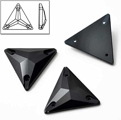 16mm SWAROVSKI 3270 Triangle Sew On Rhinestone by 2 PCS, Jet, SW-3270