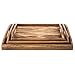 MyGift Set of 3 Torched Wood Rectangular Nesting Breakfast, Coffee Table/Butler Serving Trays, Dark Brown