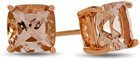 LALI Classics 14k Rose Gold Morganite Cushion Earrings