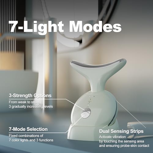 Red Light Therapy Device, 7 in 1 Neck and Face Massager, Portable Facial Massager, face massager for skin tightening and Face Lifting Device Beige