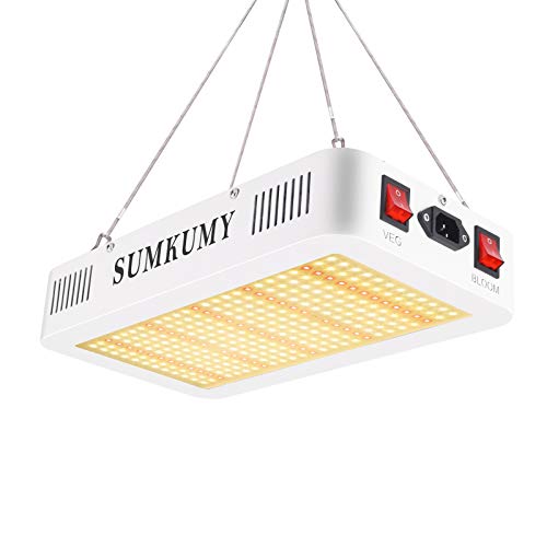 SUMKUMY 1200W LED Grow Lights for Indoor Plants Full Spectrum, Dimming Daisy Chain Grow Lamp, Coverage2.8x3.3ft, Hanging Growing Lamps for Indoor Plants Seedling Veg and Bloom Plants, Built-in Fan
